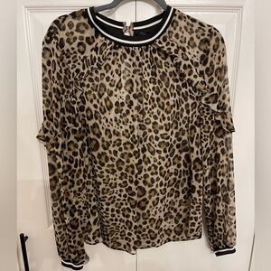 Rachel Roy Leopard Print Ruffle Blouse